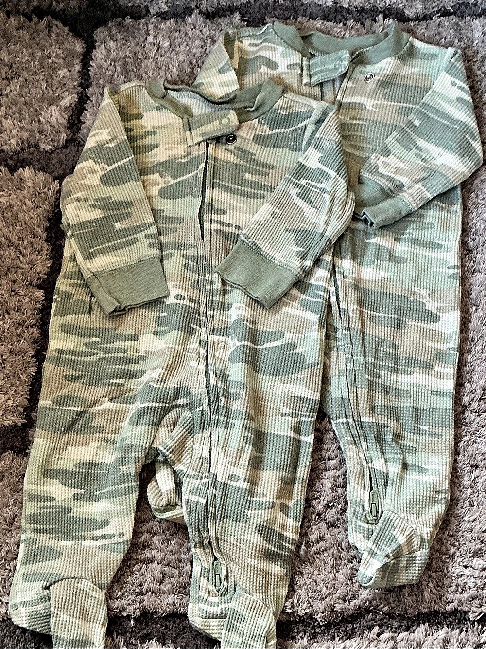 Carter's Thermal 2-Way Zip Sleep & Play Camo Footie Green & White Baby 3M